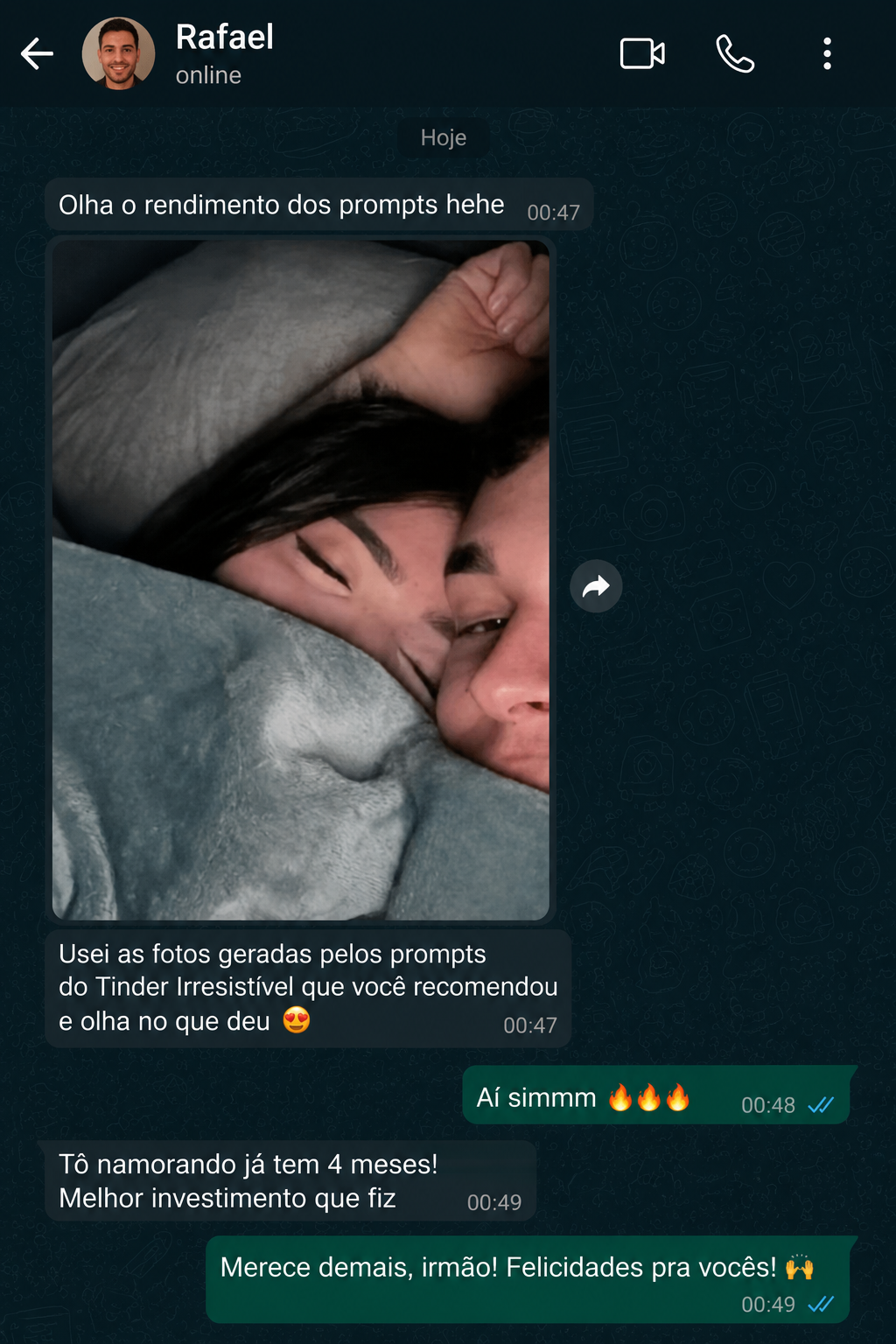 Depoimento de usuário mostrando aumento de matches no Tinder após usar os prompts (6)